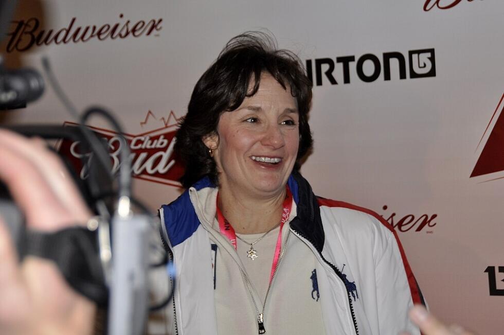 Bonnie Blair smiling during an interview.