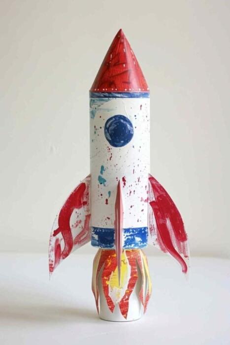rocket made out of a paper roll