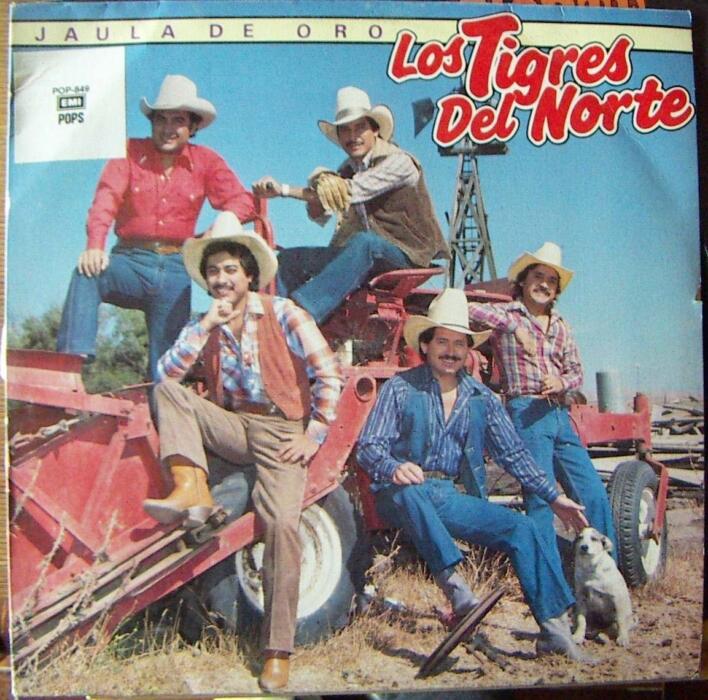 Vinyl cover of album "Jaula de Oro" from band "Los Tigres del Norte"